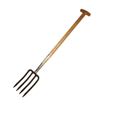 1055022 With T Grip Wood Handle Flat Tines Carbon Steel Metal Forged Farming Forks Garden Steel Spading Digging Forks