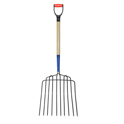 1055012 10 tines with D grip hay fork steel garden prong fork farming pitch manure dung fork