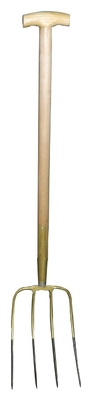 1055002 4 Tines With T Grip Wood Handle Hay Fork forged Steel Garden Prong Fork Farming Pitchfork